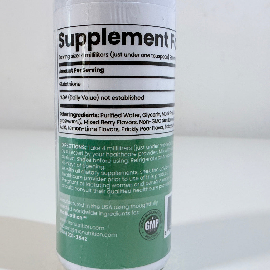 Rho Nutrition Liposomal Glutathione 500 mg 4 fl oz Liquid 30 Servings BB 12/2027