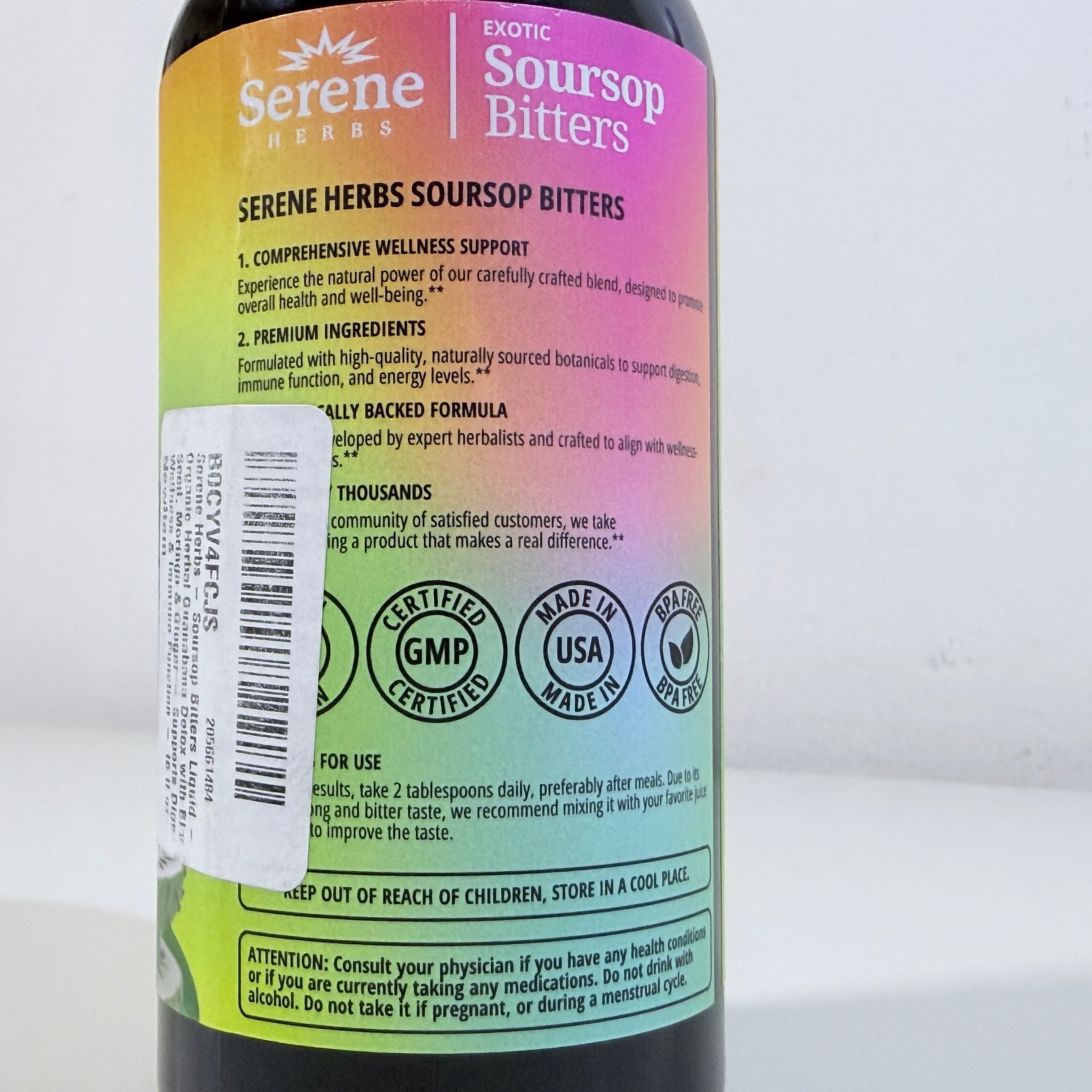 Serene Herbs Exotic Soursop Bitters 16 fl oz Herbal Liquid Best By 12/2027
