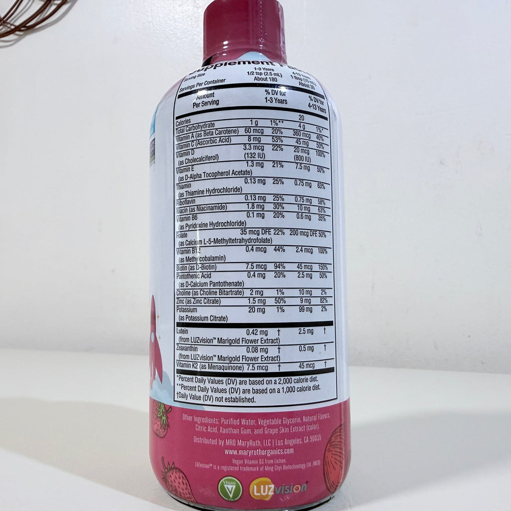 MaryRuth's Kids Morning Multivitamin with Lutein Liquid Apple Berry Blast 15.22 fl oz BB 07/2028