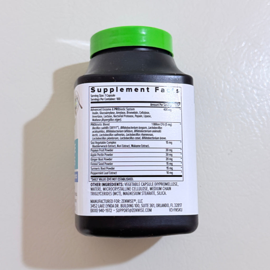 Zenwise Digestive Enzymes Plus Fast-Acting Probiotics 100 Capsules EXP 07/2027