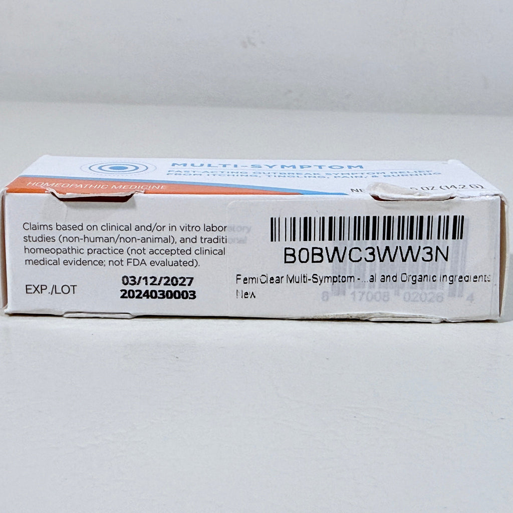 FemiClear Genital Herpes Symptoms Multi-Symptom Homeopathic Ointment 0.5 oz EXP 03/2027
