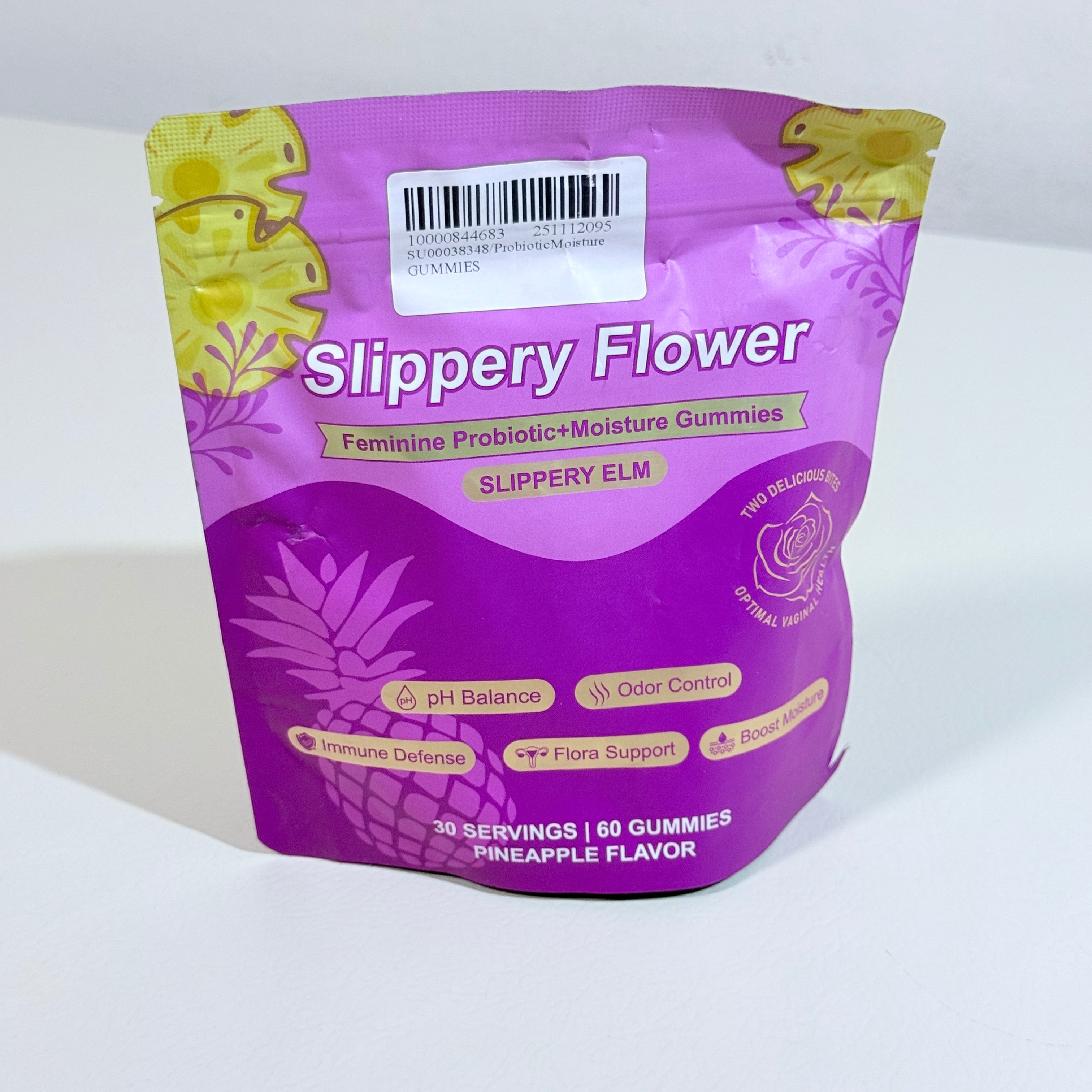 Feminine Probiotic + Moisture Gummies Slippery Elm Pineapple 60 Gummies 30 Servings EXP 10/2027