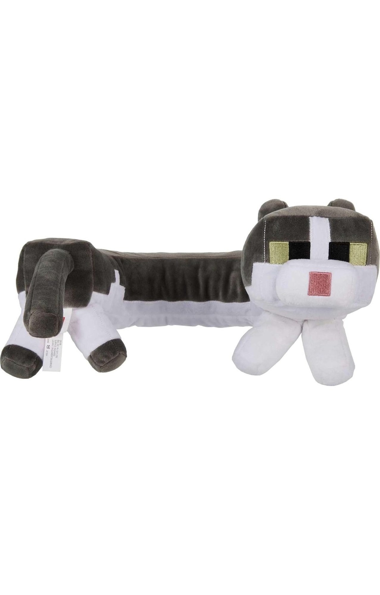 Minecraft Cat Plush Neck Pillow Purring Sounds Travel Toy Gray White
