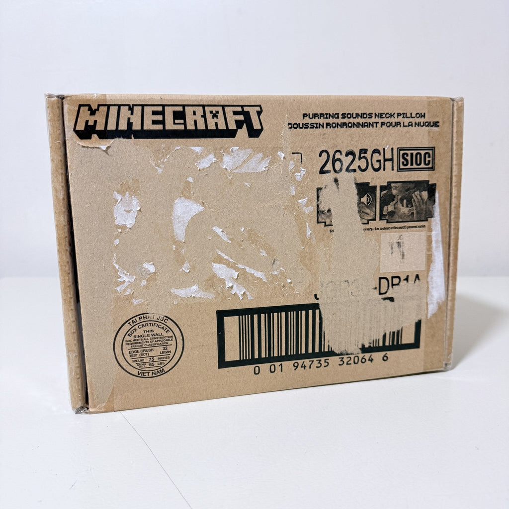 Minecraft Cat Plush Neck Pillow Purring Sounds Travel Toy Gray White
