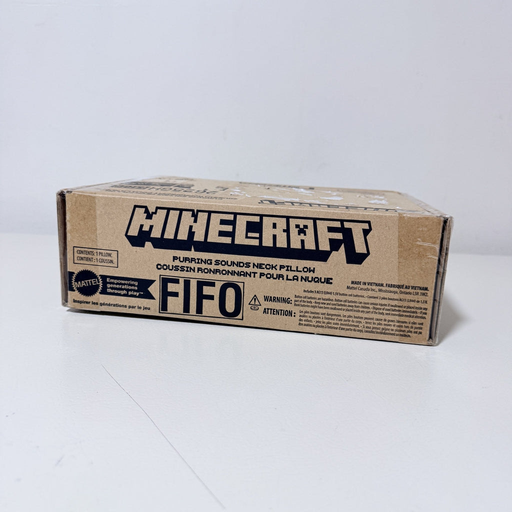 Minecraft Cat Plush Neck Pillow Purring Sounds Travel Toy Gray White