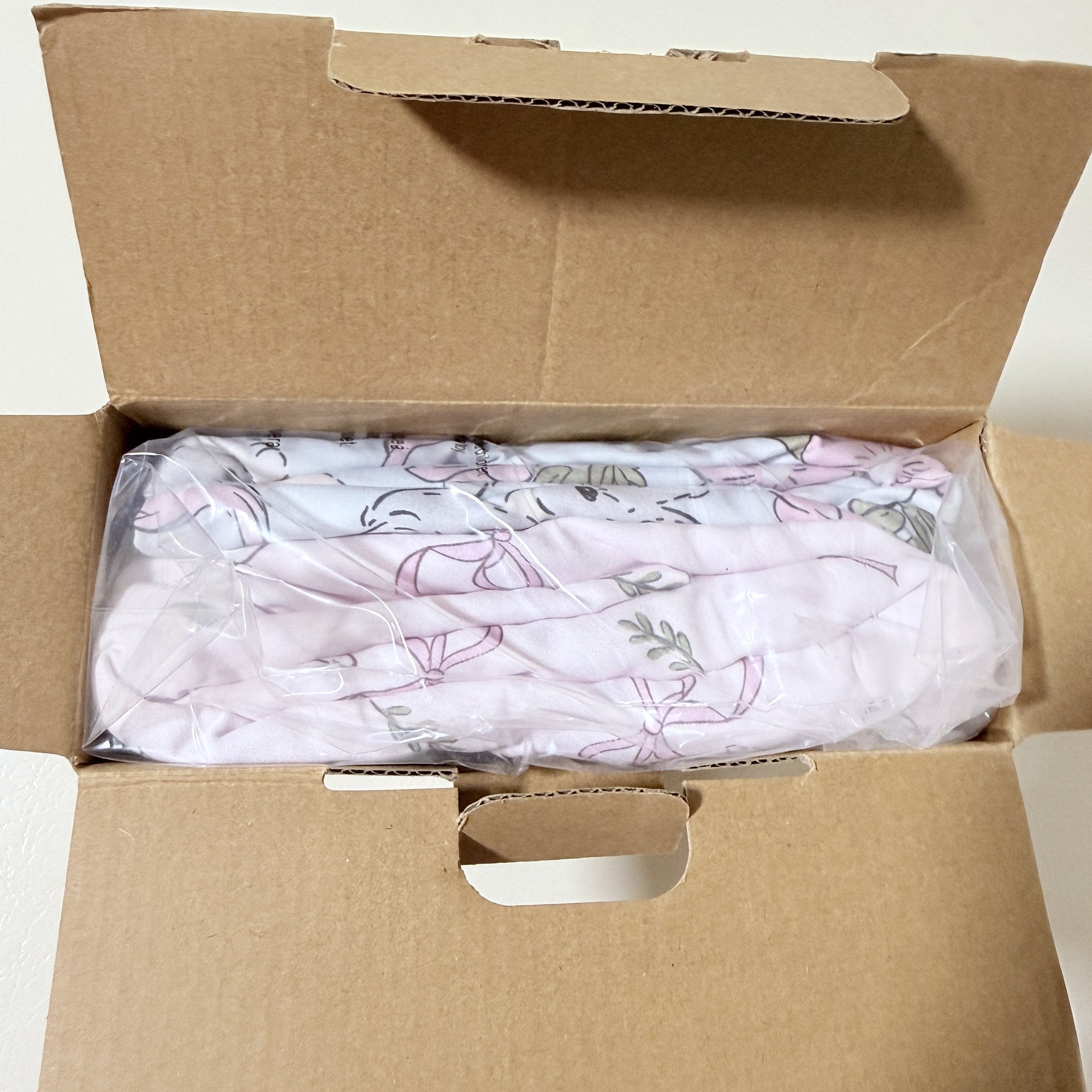 Baby Crib Sheets 2 Pack Fitted Standard Crib Rabbit and Floral Pink Cream