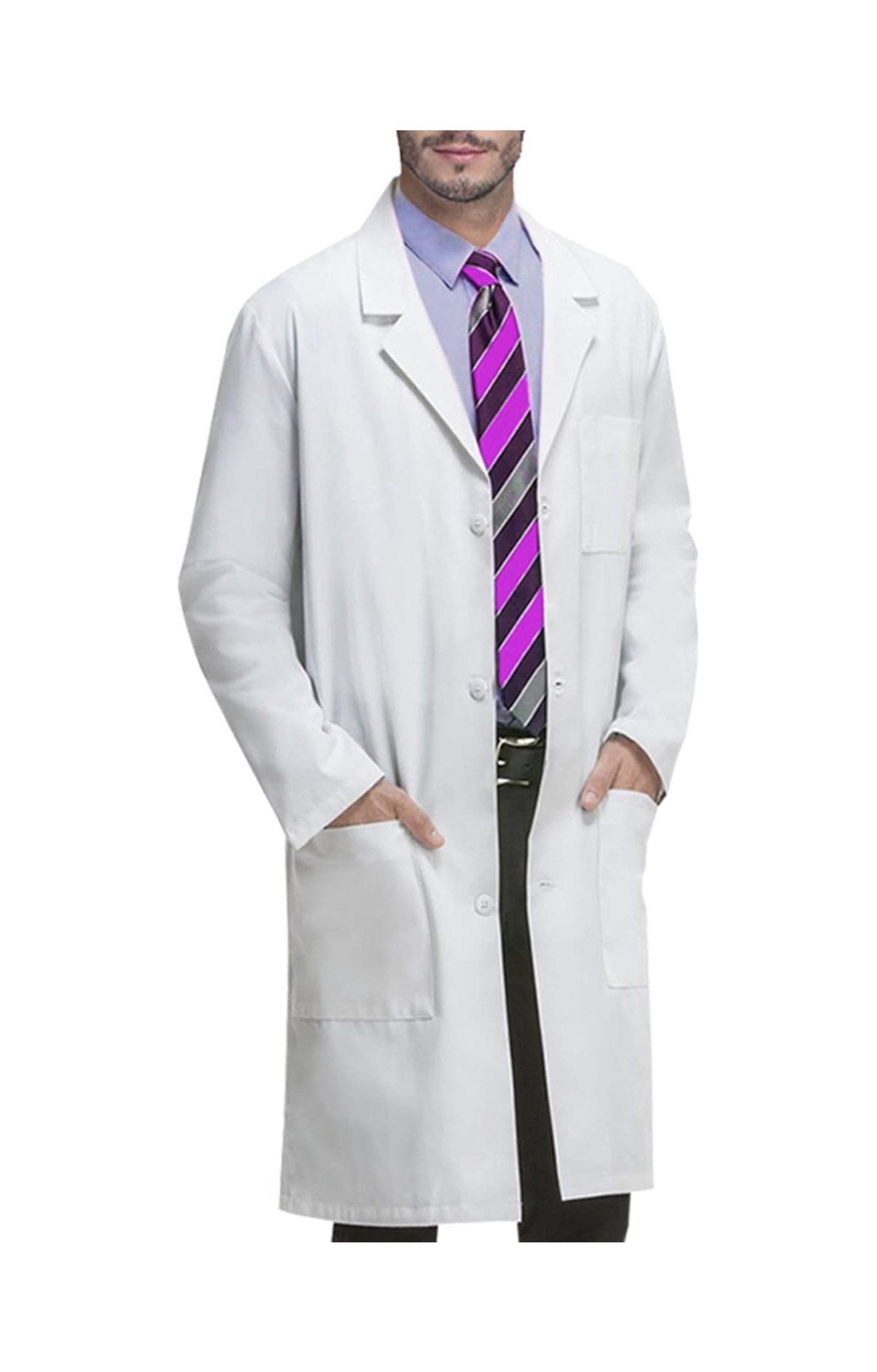 Lab Coat White XL Unisex Long Sleeve 3 Pocket Button Front Medical Coat