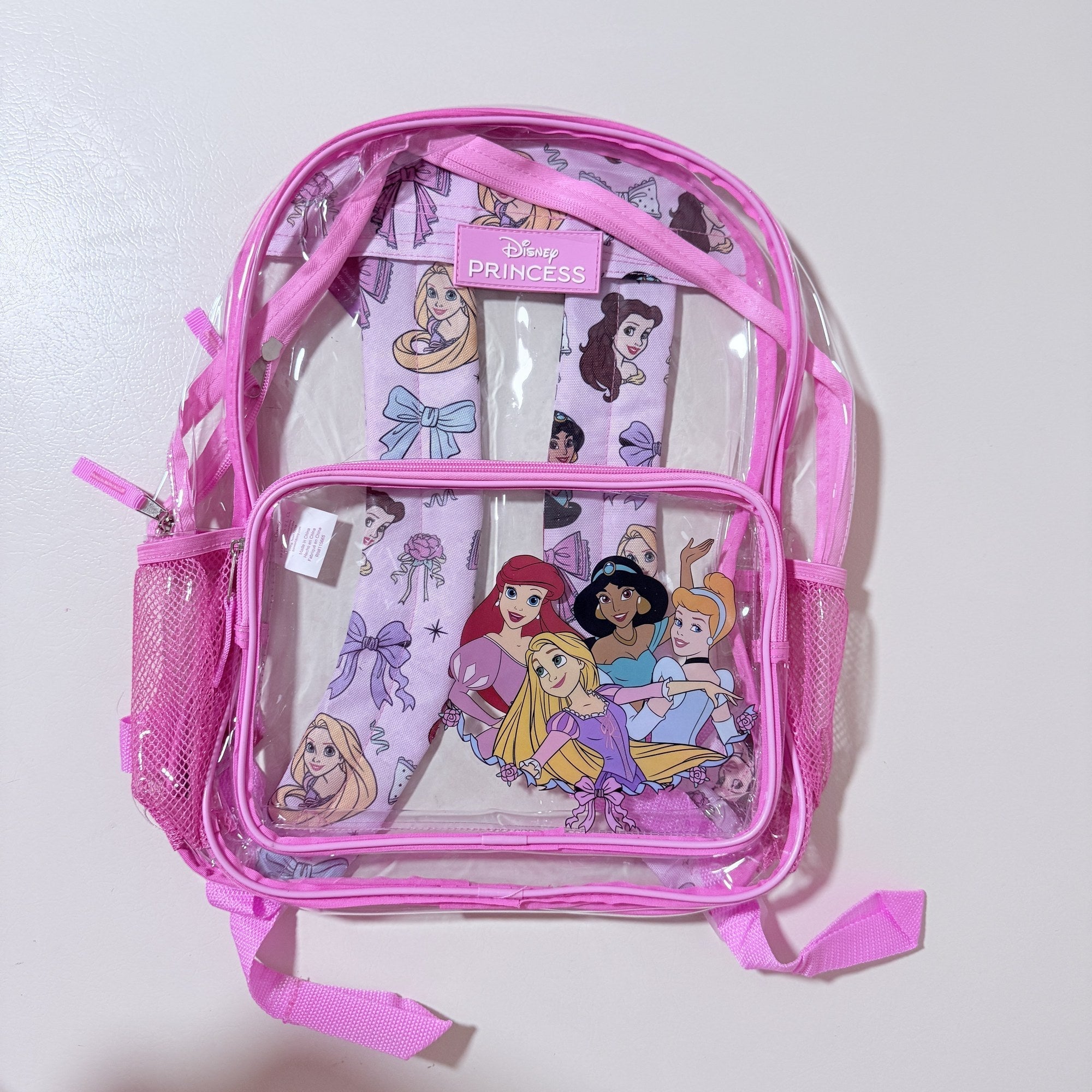 Disney Princess Kids Clear PVC Backpack 16 Inch Full Size School Stadium