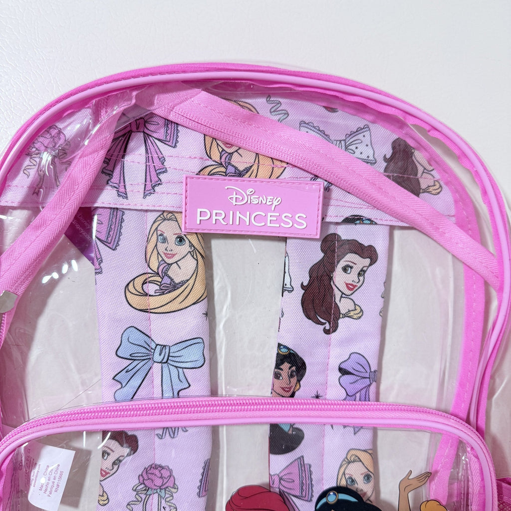 Disney Princess Kids Clear PVC Backpack 16 Inch Full Size School Stadium