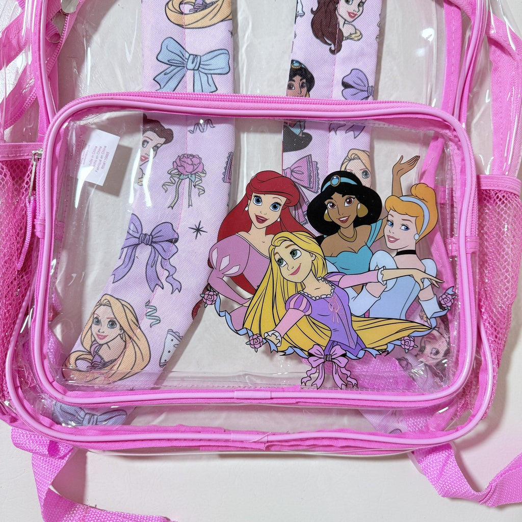 Disney Princess Kids Clear PVC Backpack 16 Inch Full Size School Stadium