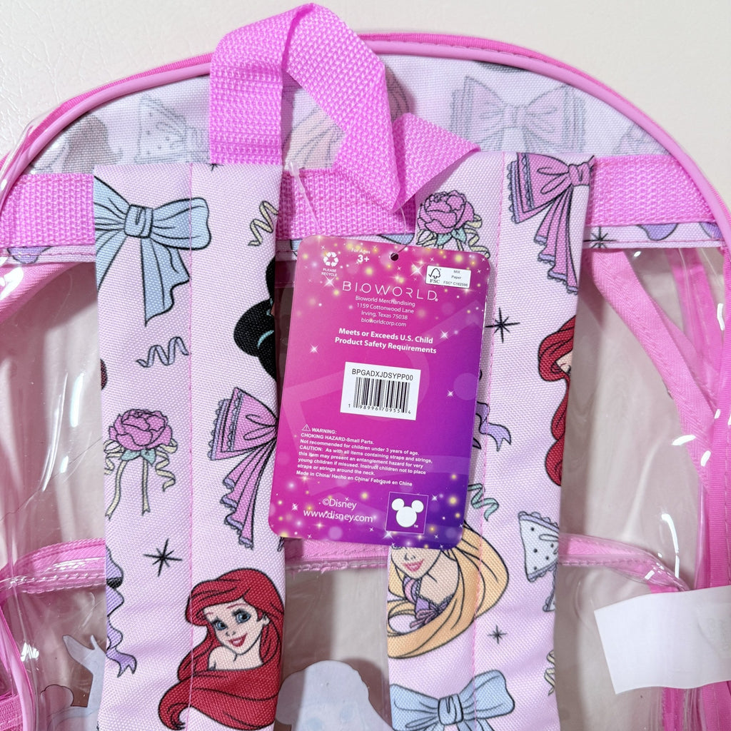 Disney Princess Kids Clear PVC Backpack 16 Inch Full Size School Stadium