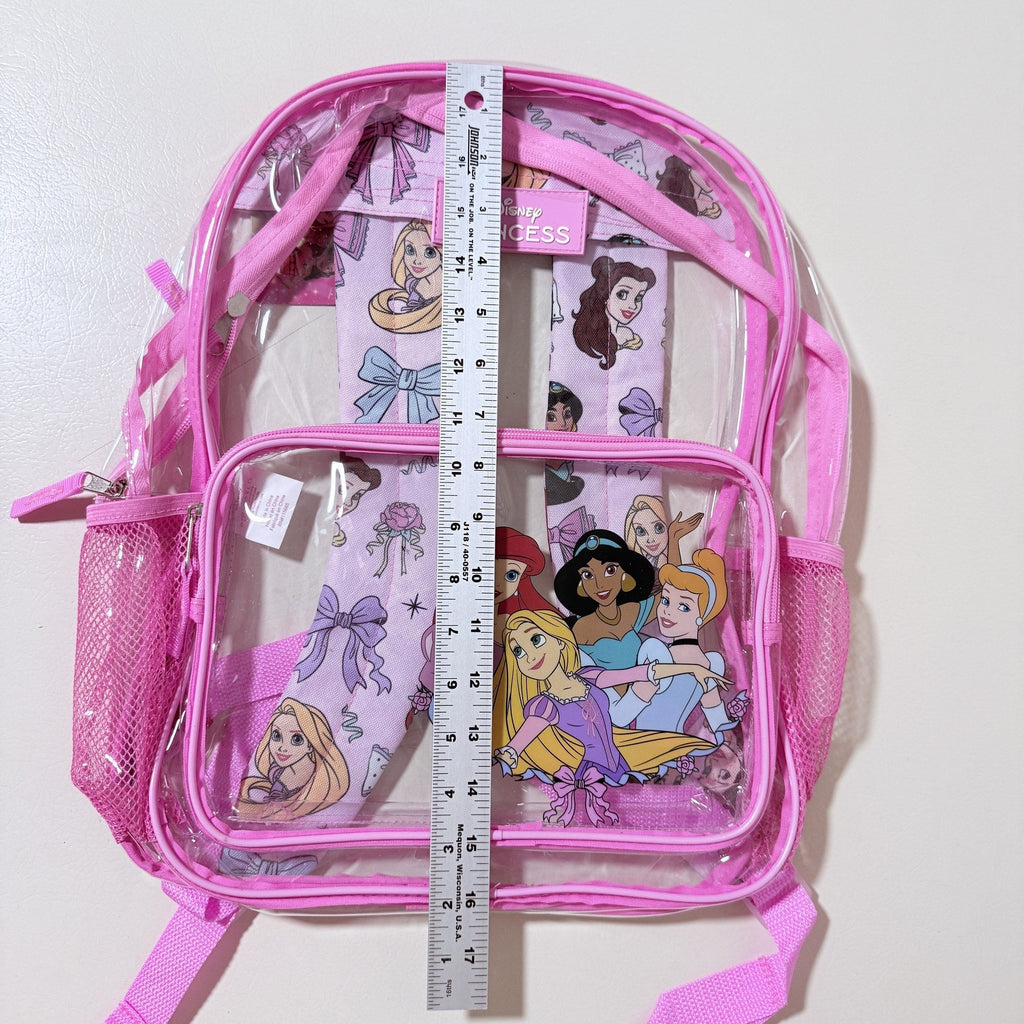 Disney Princess Kids Clear PVC Backpack 16 Inch Full Size School Stadium