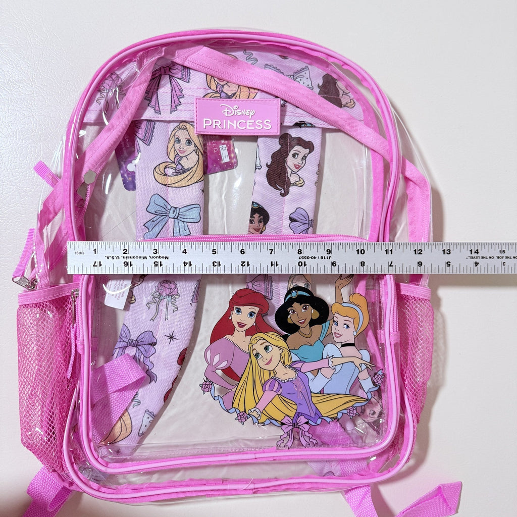 Disney Princess Kids Clear PVC Backpack 16 Inch Full Size School Stadium