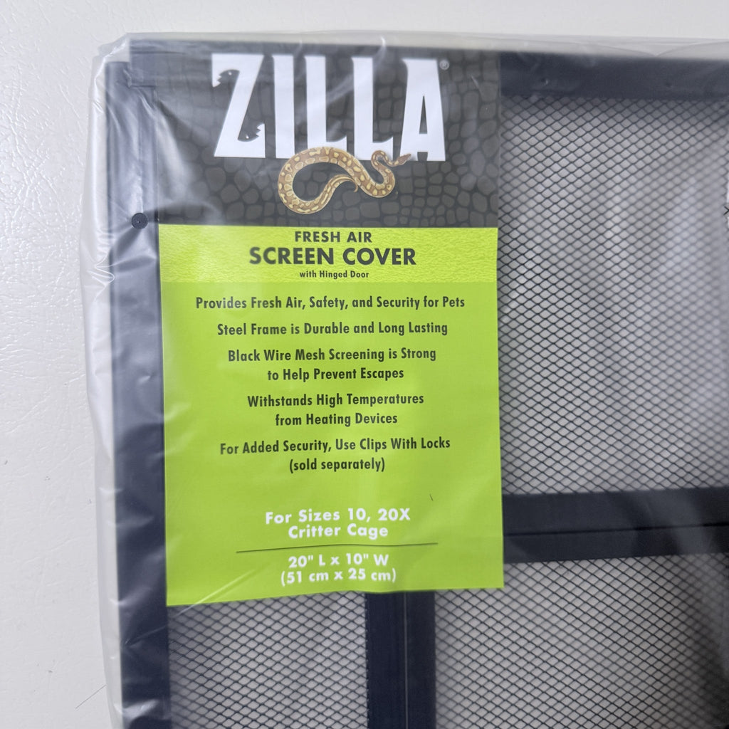 Zilla Fresh Air Screen Cover Hinged Door 20x10 Reptile Terrarium Lid