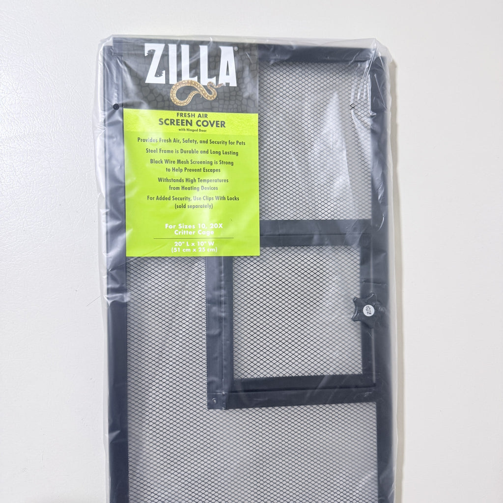 Zilla Fresh Air Screen Cover Hinged Door 20x10 Reptile Terrarium Lid