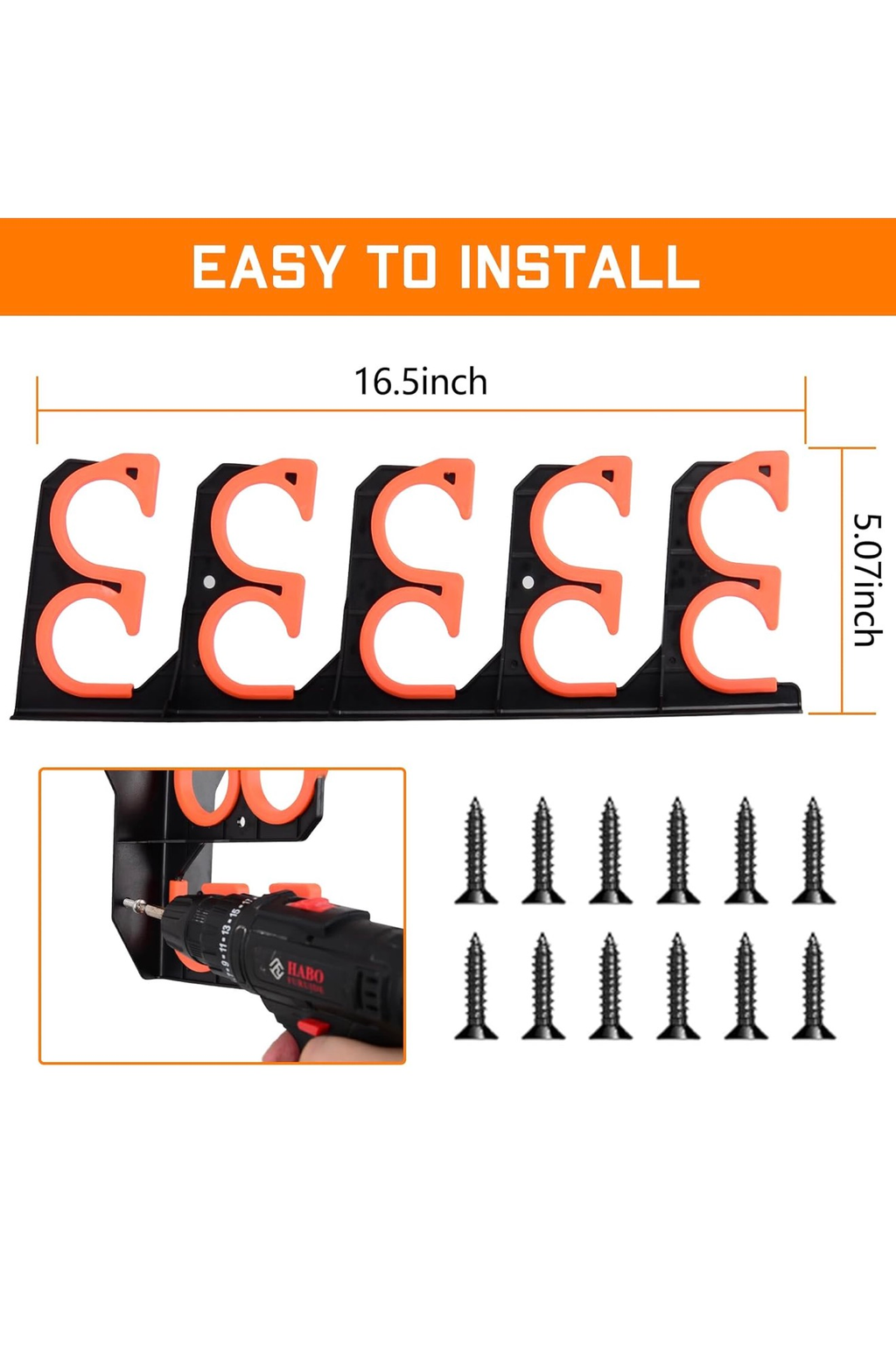 Fishing Rod Rack Wall Ceiling Mount Holds 10 Rods Garage Storage 16.5in