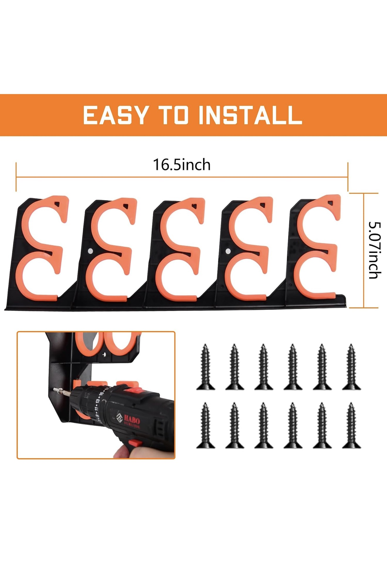 Fishing Rod Rack Wall Ceiling Mount Holds 10 Rods Garage Storage 16.5in