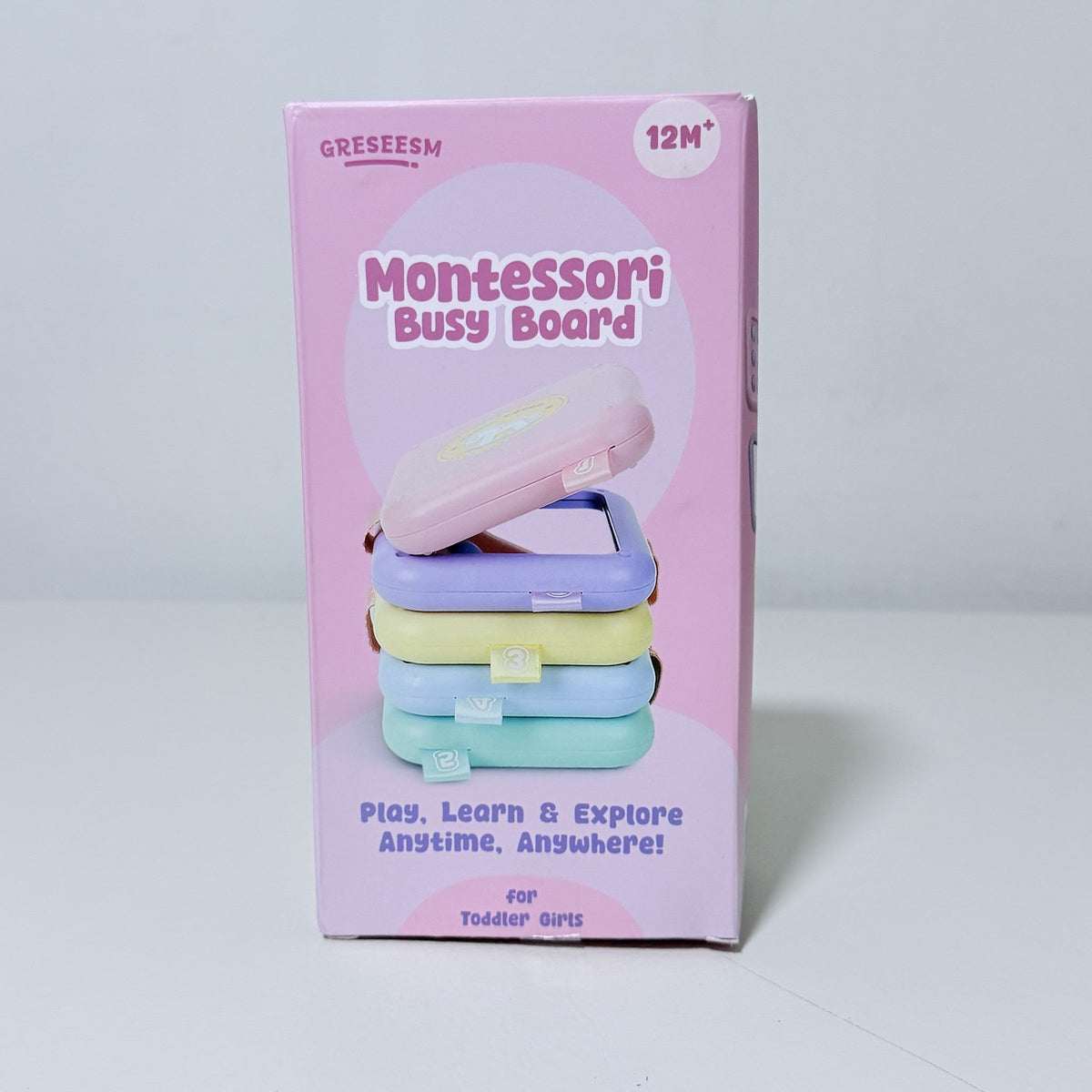 Montessori Busy Board Toddler Sensory Toy Folding 8 Activities 12M+