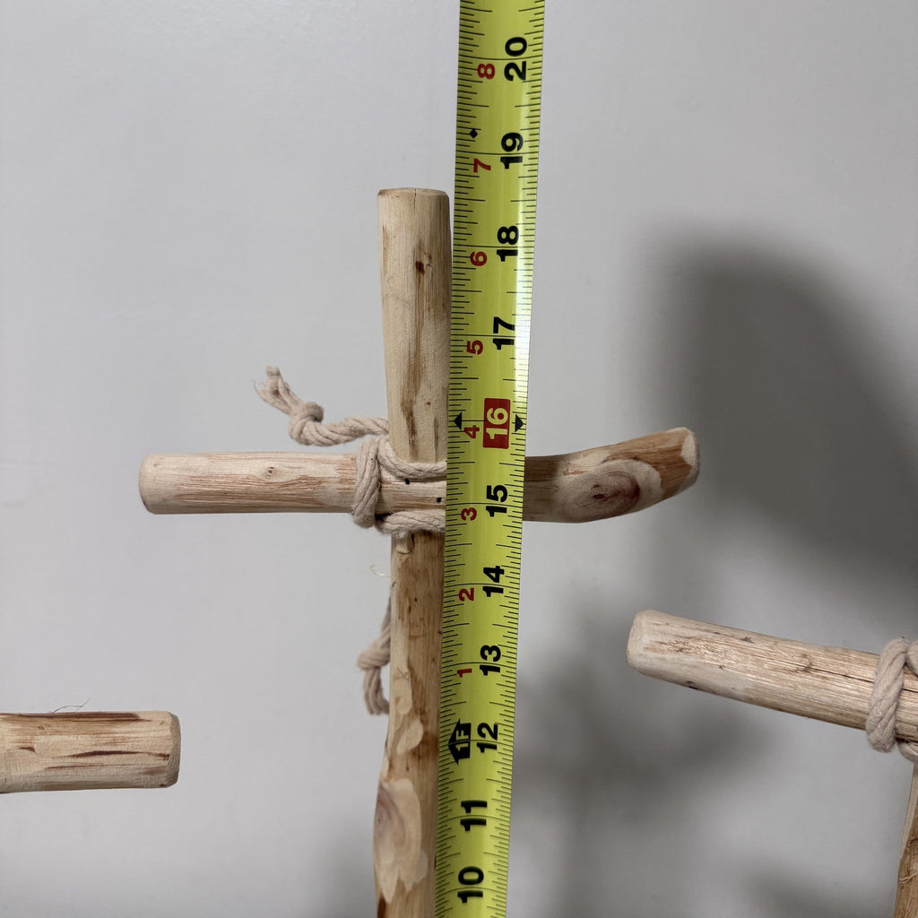 Kalalou Set of 3 Recycled Wood Crosses on Rock Bases Rustic Farmhouse Decor