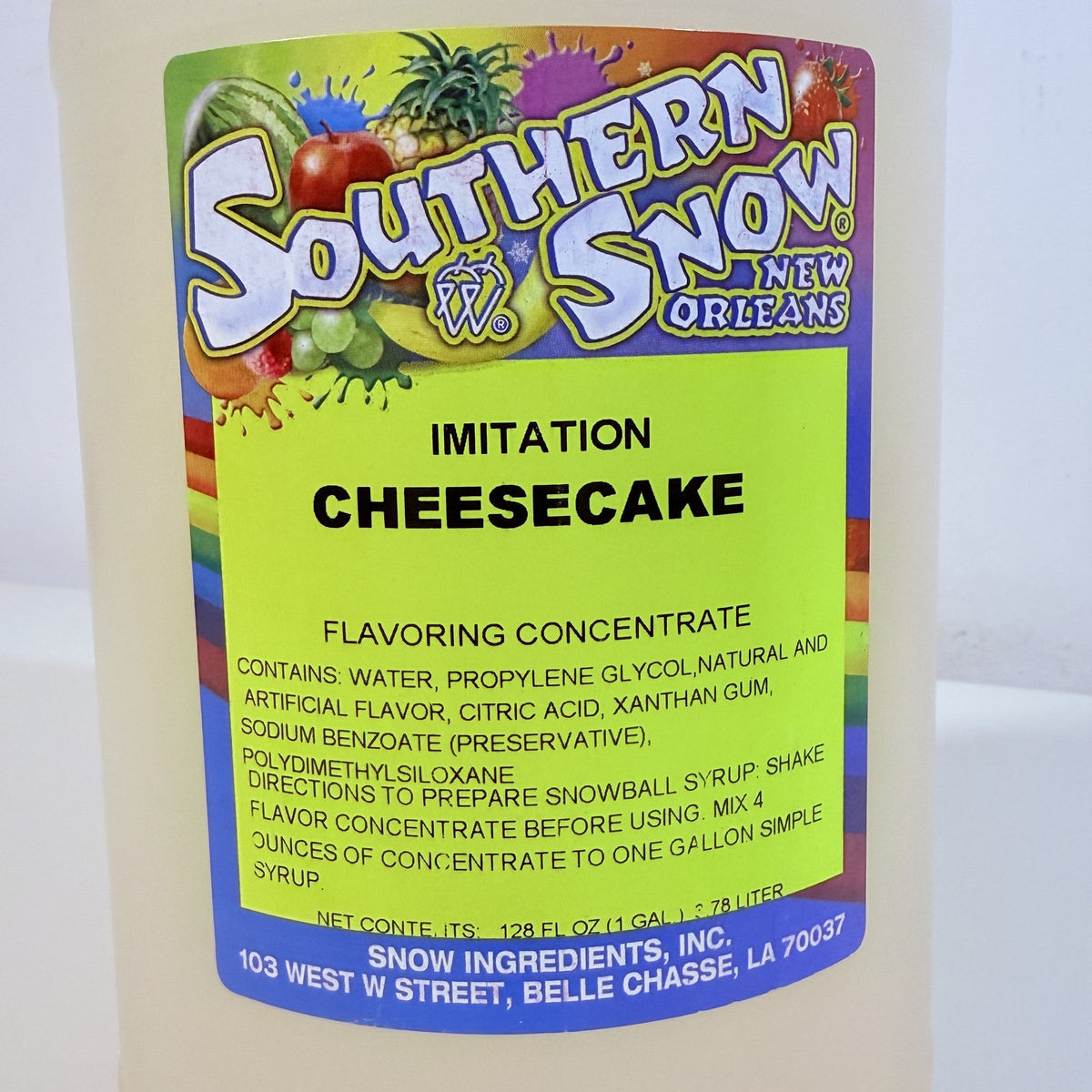 Southern Snow Imitation Cheesecake Snowball Flavor Concentrate 1 Gallon 128 oz