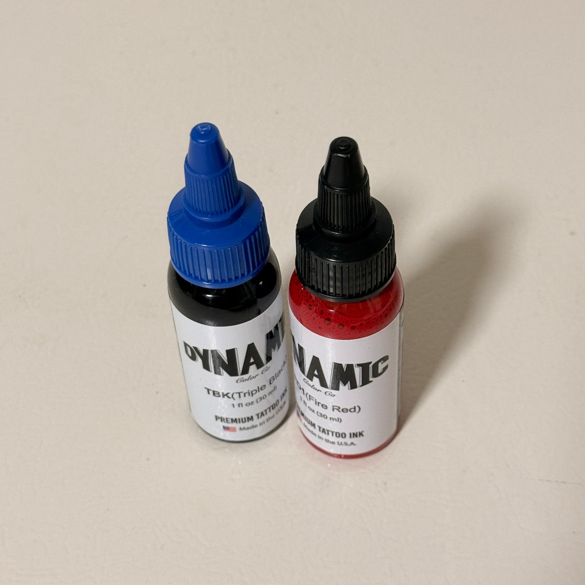 Dynamic Color Co Tattoo Ink 2-Pack, Triple Black and Fire Red, 1 fl oz Each, Exp 10/2028 and 08/2029