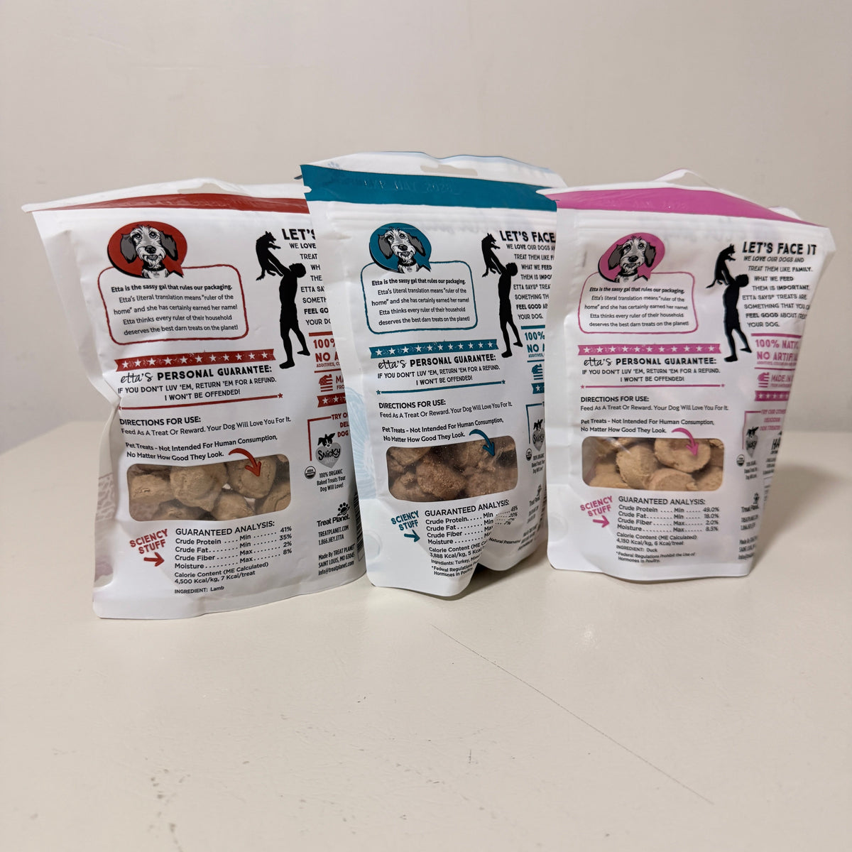 Etta Says Freeze Dried Dog Treats 3-Pack, Lamb Turkey and Duck, 2.5 oz Each, Best By May 2028