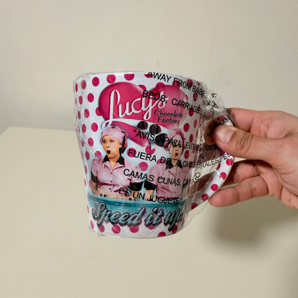 I Love Lucy Chocolate Factory Ceramic Mug, Pink Polka Dot, Officially Licensed