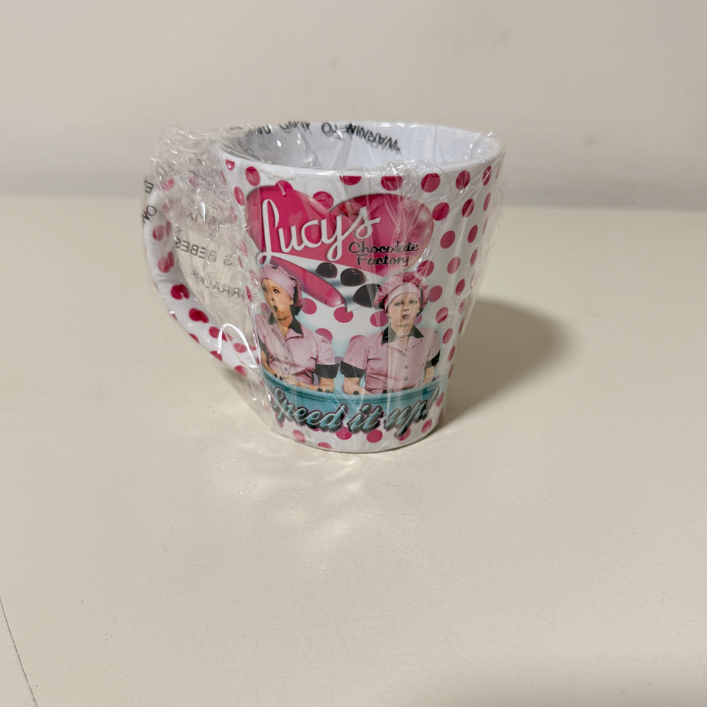I Love Lucy Chocolate Factory Ceramic Mug, Pink Polka Dot, Officially Licensed