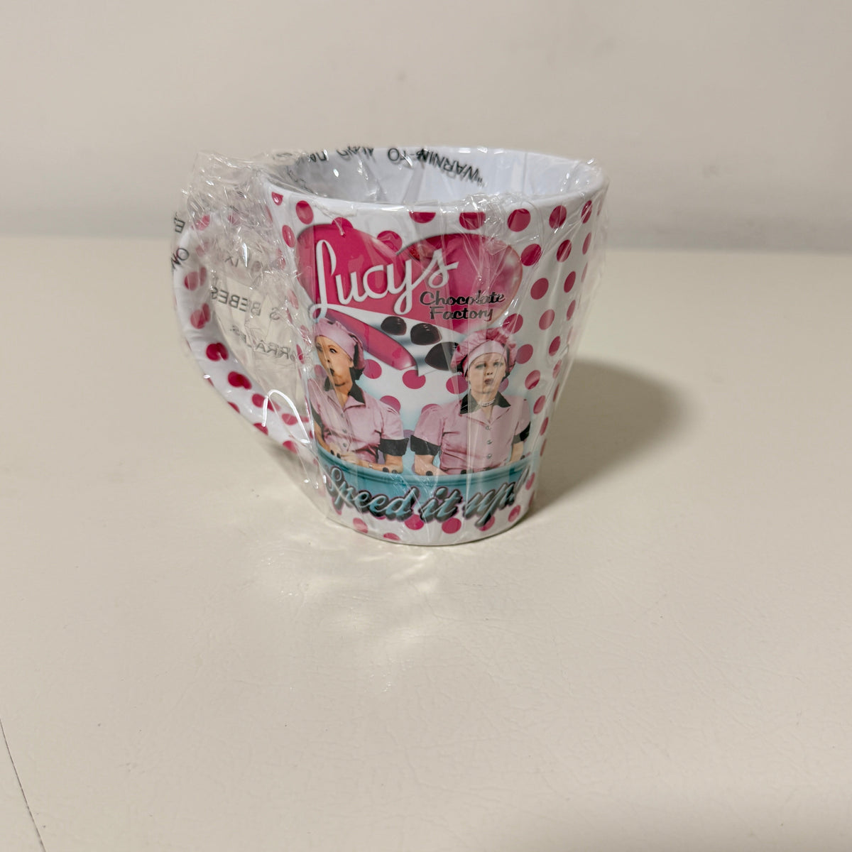 I Love Lucy Chocolate Factory Ceramic Mug, Pink Polka Dot, Officially Licensed