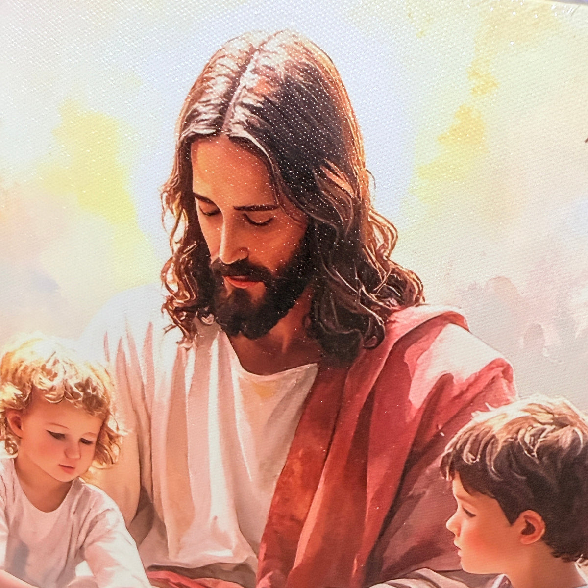 Jesus With Children Canvas Wall Art Print, 12 x 16 in, Gallery Wrapped