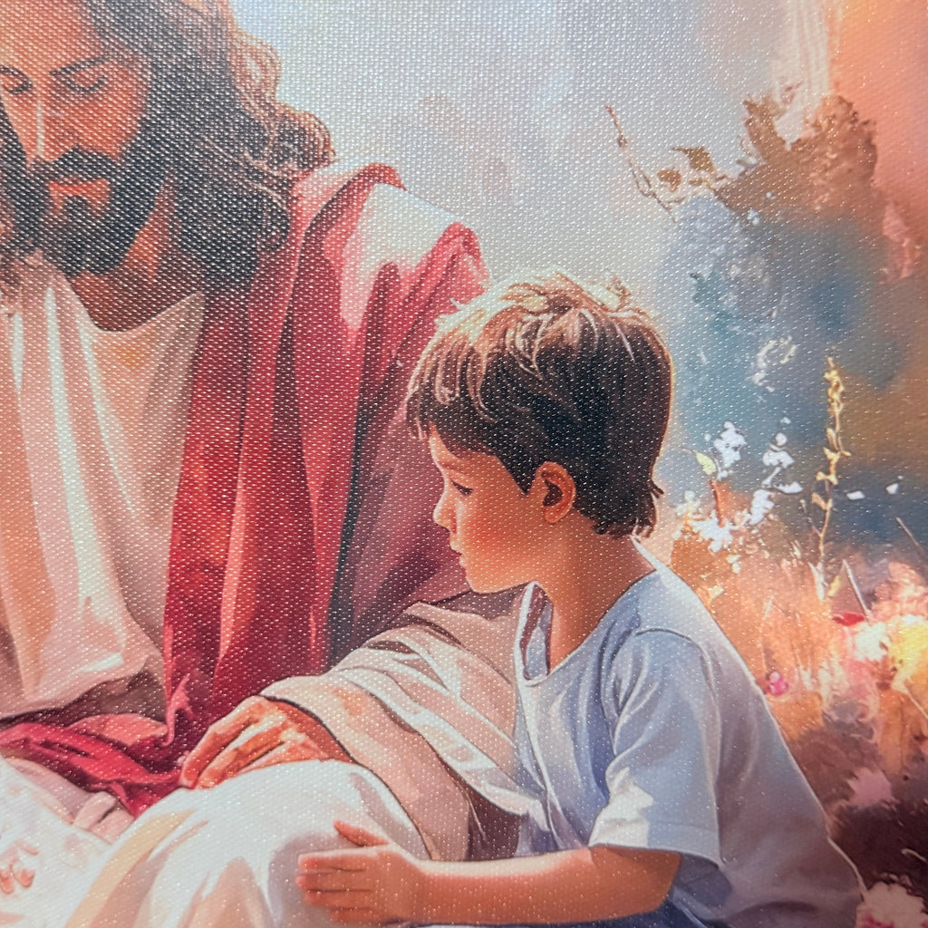 Jesus With Children Canvas Wall Art Print, 12 x 16 in, Gallery Wrapped