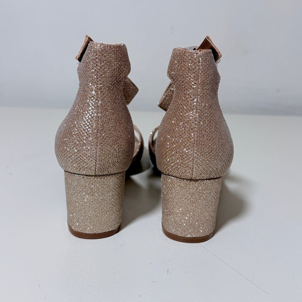 DREAM PAIRS Chunkle Block Heel Ankle Strap Sandals, Women's US 11, Gold Glitter