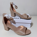 DREAM PAIRS Chunkle Block Heel Ankle Strap Sandals, Women's US 11, Gold Glitter