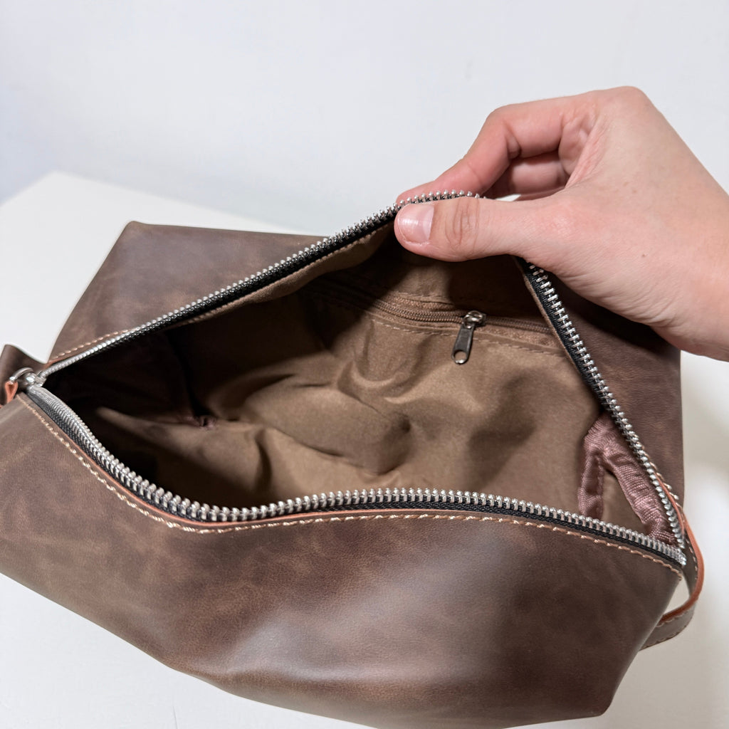 PU Leather Toiletry Bag for Men Laser-Engraved Initial C