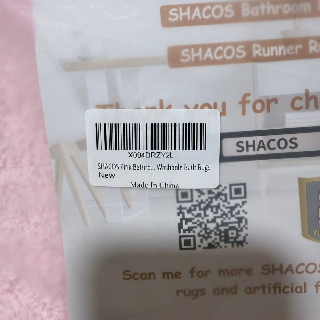 SHACOS Microfiber Bath Rug Set of 2, Pink, 32 x 20 in and 24 x 16 in, Non Slip Washable