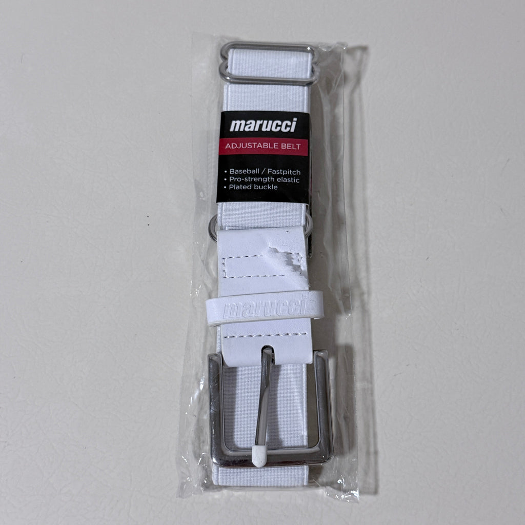 Marucci Adjustable Elastic Baseball Belt, Adult, White, Fits 28 to 43 in