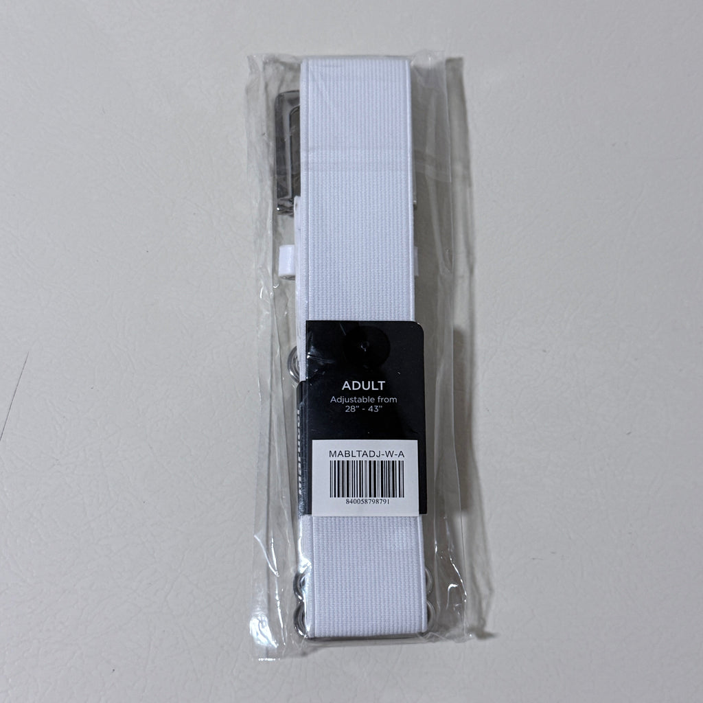 Marucci Adjustable Elastic Baseball Belt, Adult, White, Fits 28 to 43 in