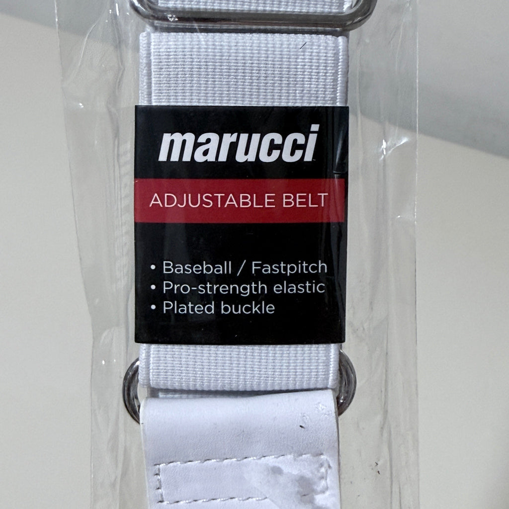 Marucci Adjustable Elastic Baseball Belt, Adult, White, Fits 28 to 43 in