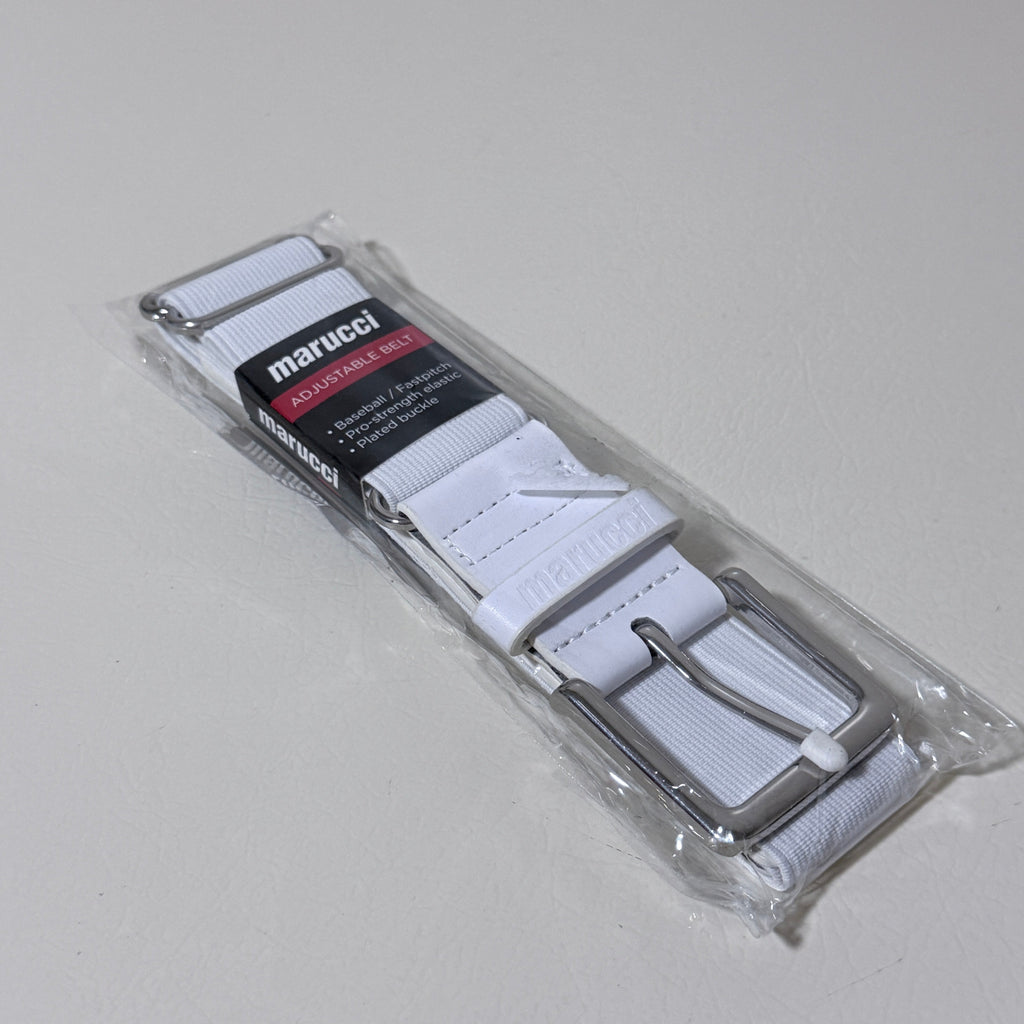 Marucci Adjustable Elastic Baseball Belt, Adult, White, Fits 28 to 43 in