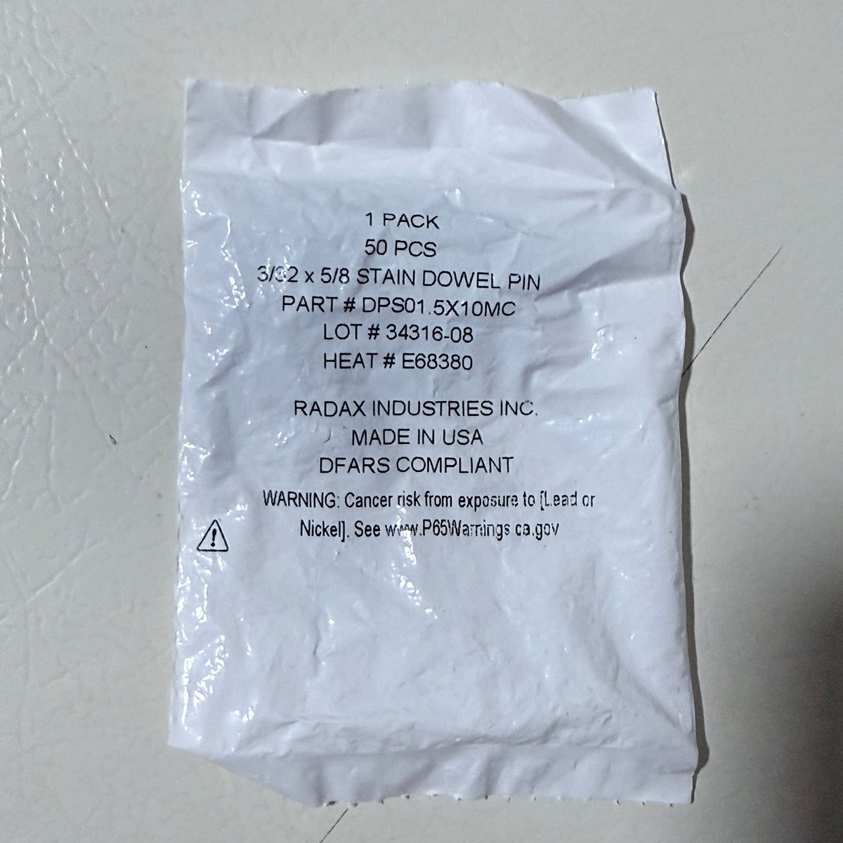 Radax Industries Stainless Steel Dowel Pins 3/32 x 5/8 in, 50 Pack, Made in USA, DFARS Compliant
