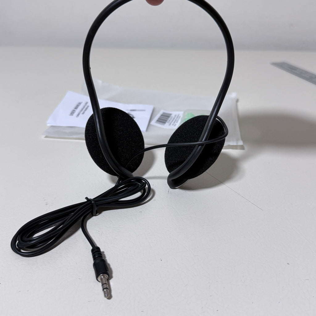 Lightweight Back of Head Stereo Headphones, Wired 3.5 mm, with Foam Ear Pads and Ear Plugs