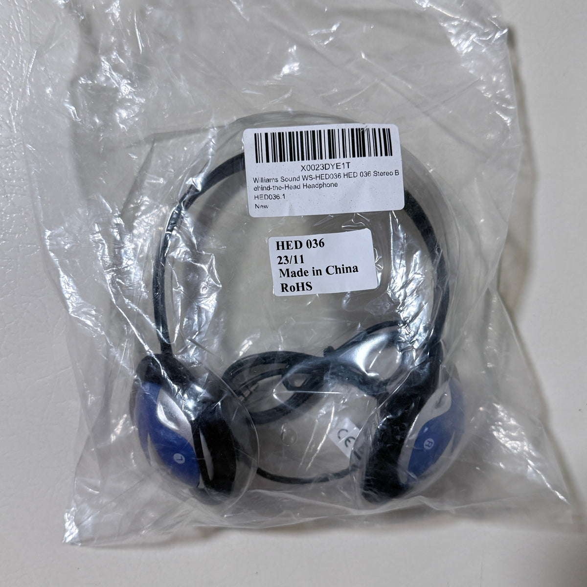 Williams Sound HED 036 Stereo Behind the Head Headphone, 3.5 mm, 16 Ohm, Blue and Black