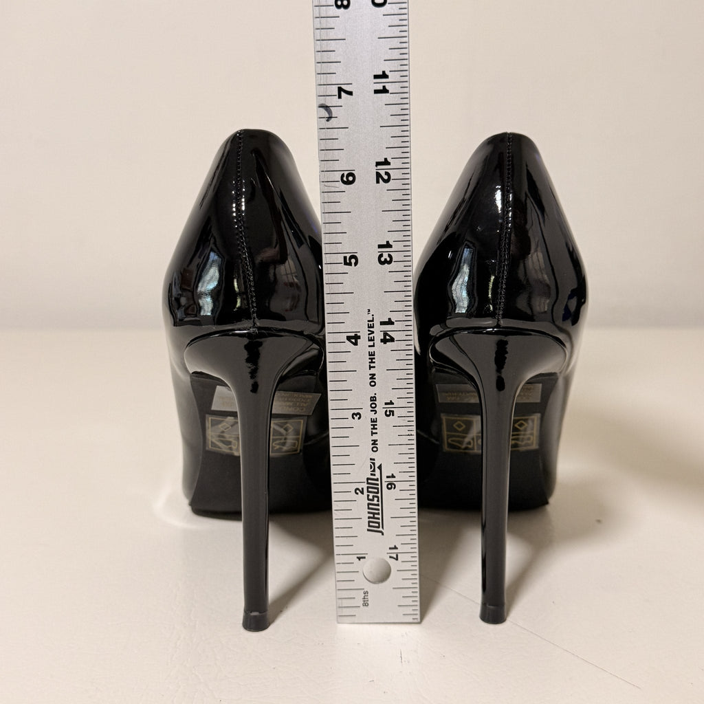 Fashion Nova Always A Classic Black Patent Pointed Toe Stiletto Pumps, Women's US 6, 4 in Heel
