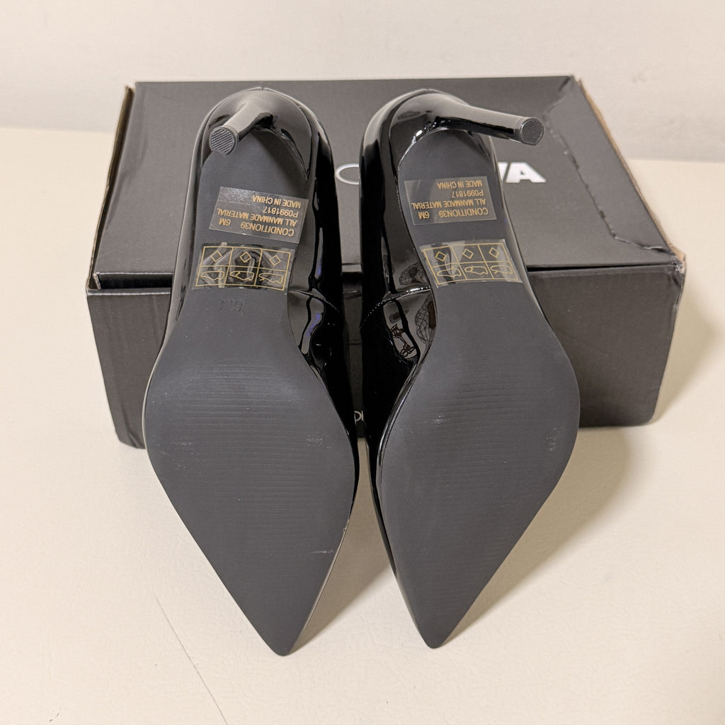 Fashion Nova Always A Classic Black Patent Pointed Toe Stiletto Pumps, Women's US 6, 4 in Heel