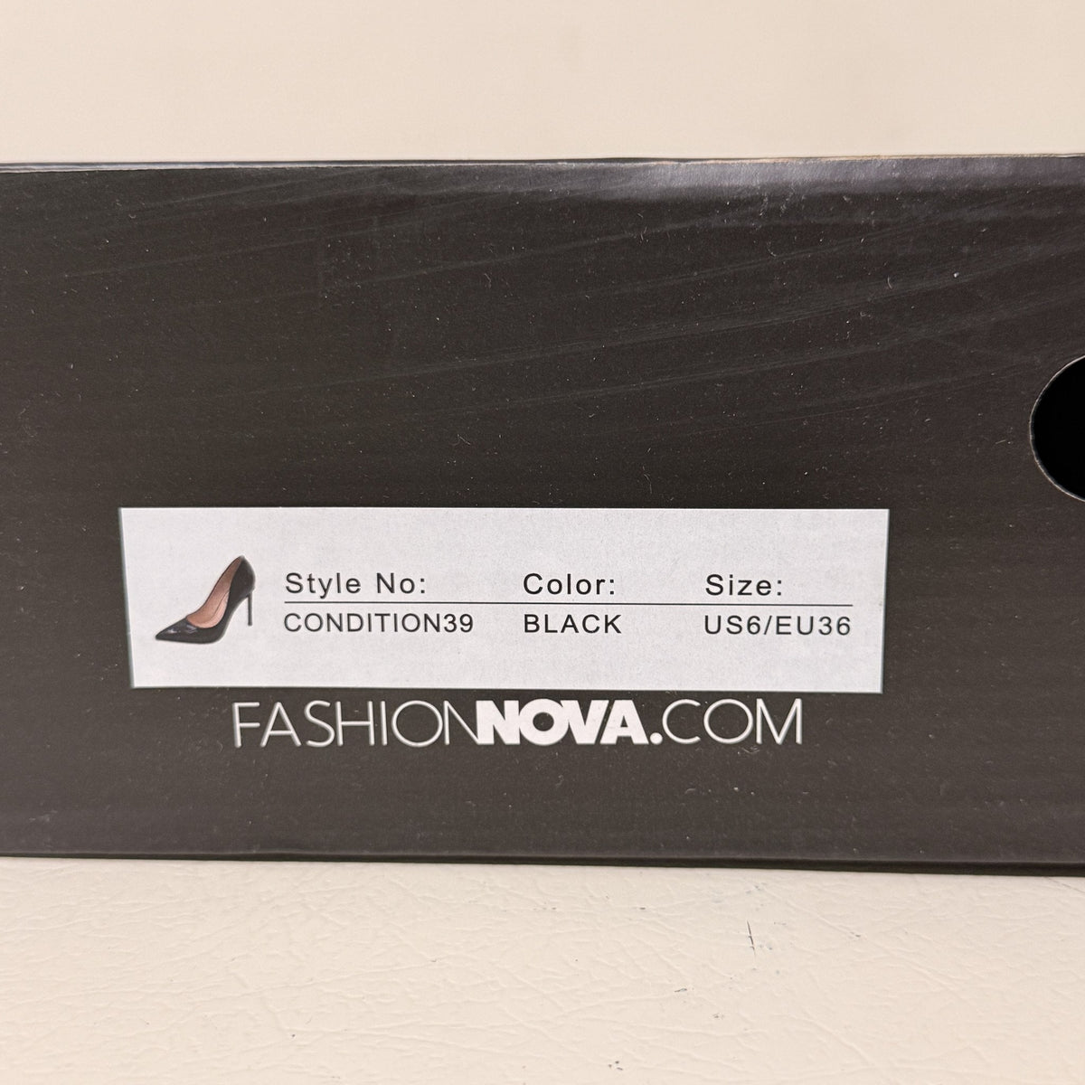Fashion Nova Always A Classic Black Patent Pointed Toe Stiletto Pumps, Women's US 6, 4 in Heel
