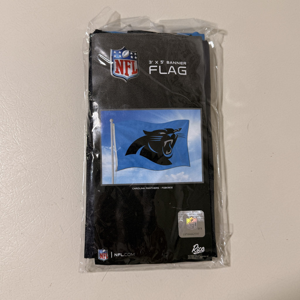 NFL Carolina Panthers 3 x 5 ft Banner Flag, Single Sided, Rico Industries FGB0802