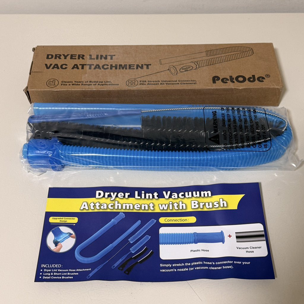 Dryer Vent Cleaner Kit, Vacuum Hose Attachment with Lint Brushes, 5 Piece, Blue