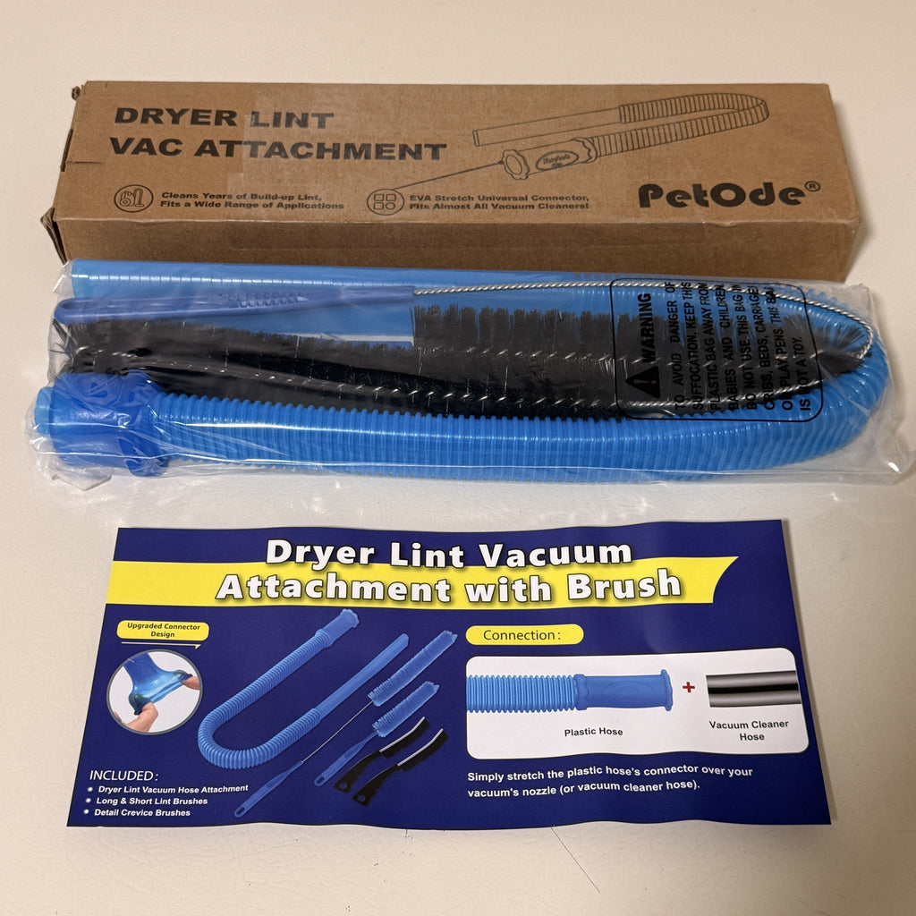 Dryer Vent Cleaner Kit, Vacuum Hose Attachment with Lint Brushes, 5 Piece, Blue