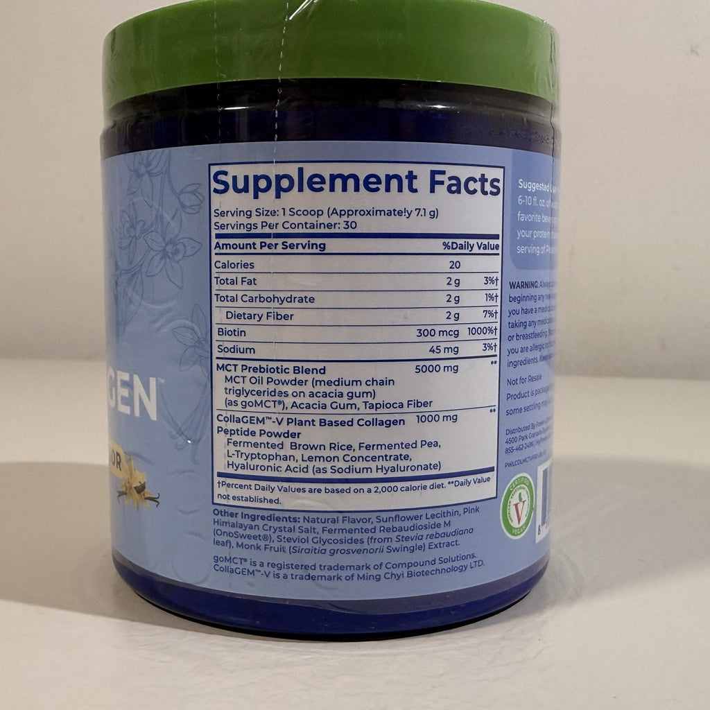 Power Life Peak MCT & Collagen Powder, Vanilla, 7.5 oz, Exp 08/2028