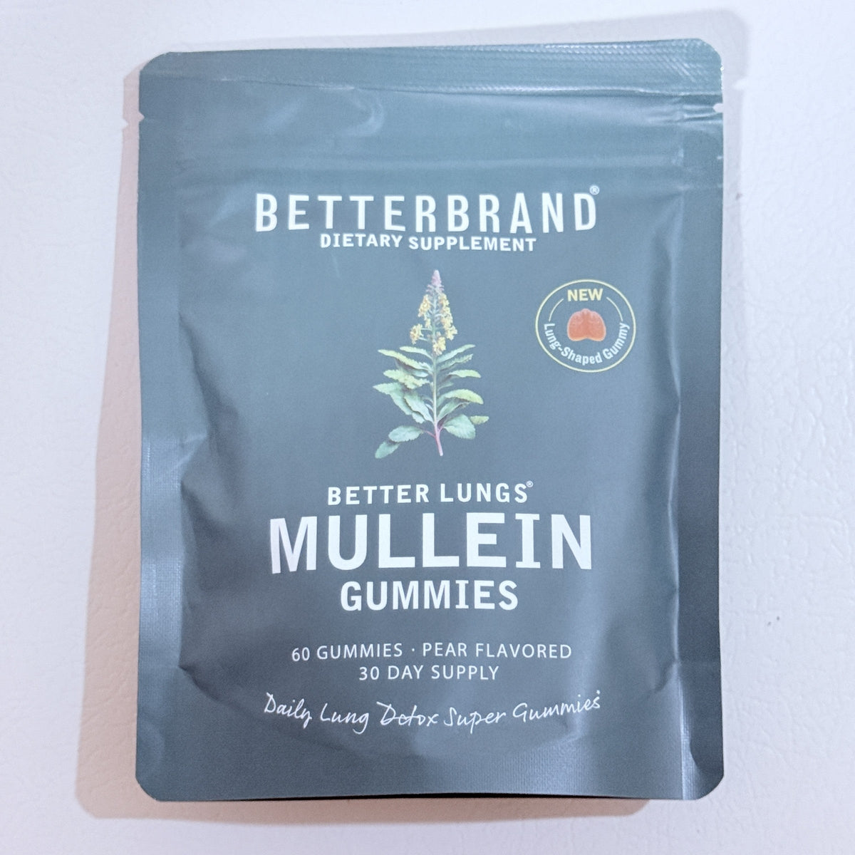 Betterbrand Better Lungs Mullein Gummies, Pear, 60 Count, Exp 05/2028